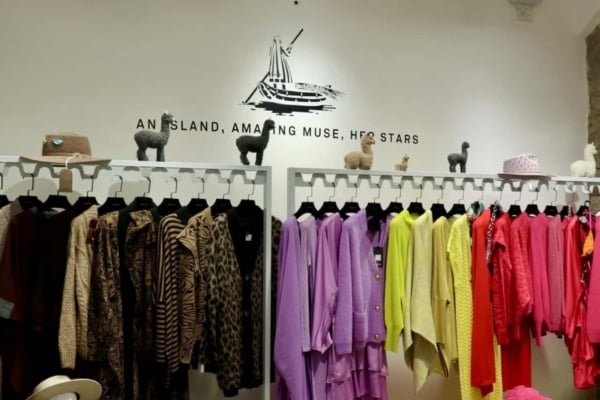 A rack of clothes in Latin America.