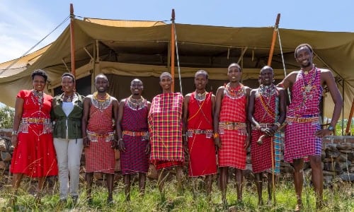 Mattikoko tent with Maasai team